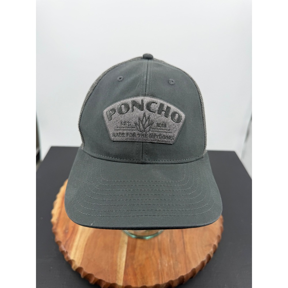 Poncho Outdoors Trucker Hat Men OSFM Grey Mesh Back Snapback Logo Patch